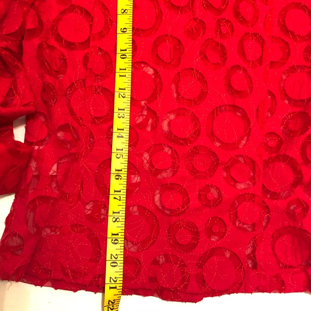 Ruby Rd. Red Sheer Button Collar Top - image 8